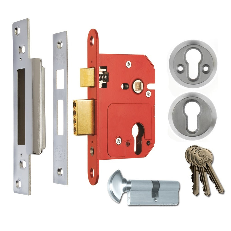 ERA Fortress 234 British Standard BS8621 Euro Sashlock - 67mm (2.5") Case - 44mm Backset - Satin Chrome