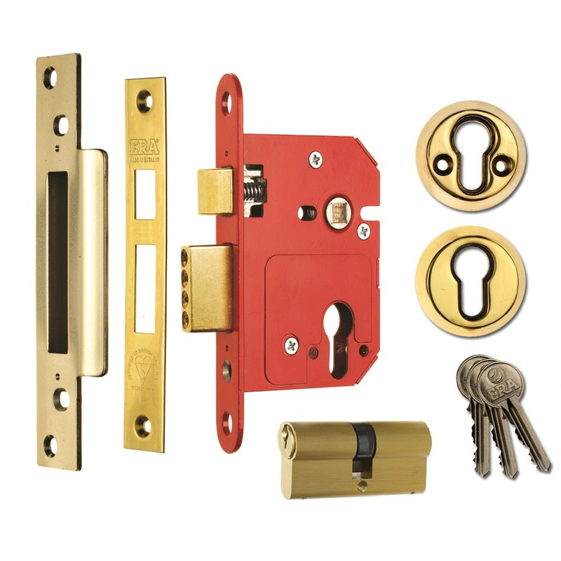 ERA Fortress 264 British Standard BS3621 Euro Sashlock - 67mm (2.5") Case - 44mm Backset - Brass