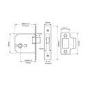 Union 2677 Mortice Latch - 77.5mm (3") Case - 57mm Backset - Brass