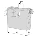 Cisa 28550/75 Hardened Steel 75mm Container Block Lock - Keyed Alike