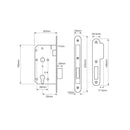 Union 2C22 DIN Style Euro Deadlock with Radius Forend - 83mm Case - 55mm Backset - SSS