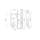 Union 2C22 DIN Style Euro Deadlock with Square Forend - 83mm Case - 55mm Backset - SSS