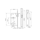 Union 2C24 DIN Style Euro Nightlatch with Square Forend - 83mm Case - 55mm Backset - SSS