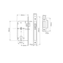 Union 2C25 DIN Style Euro Deadlocking Nightlatch with Square Forend - 83mm Case - 55mm Backset - SSS