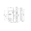 Union 2C26 DIN Style Euro Escape Lock with Square Forend - 83mm Case - 55mm Backset - SSS