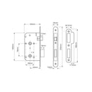 Union 2C27 DIN Style Bathroom Lock with Radius Forend - 83mm Case - 55mm Backset - SSS