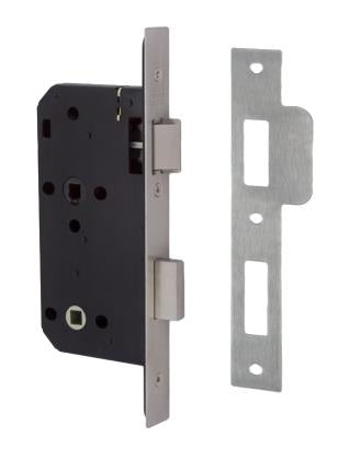 Union 2C27 DIN Style Bathroom Lock with Square Forend - 83mm Case - 55mm Backset - SSS