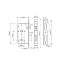 Union 2C27 DIN Style Bathroom Lock with Square Forend - 83mm Case - 55mm Backset - SSS