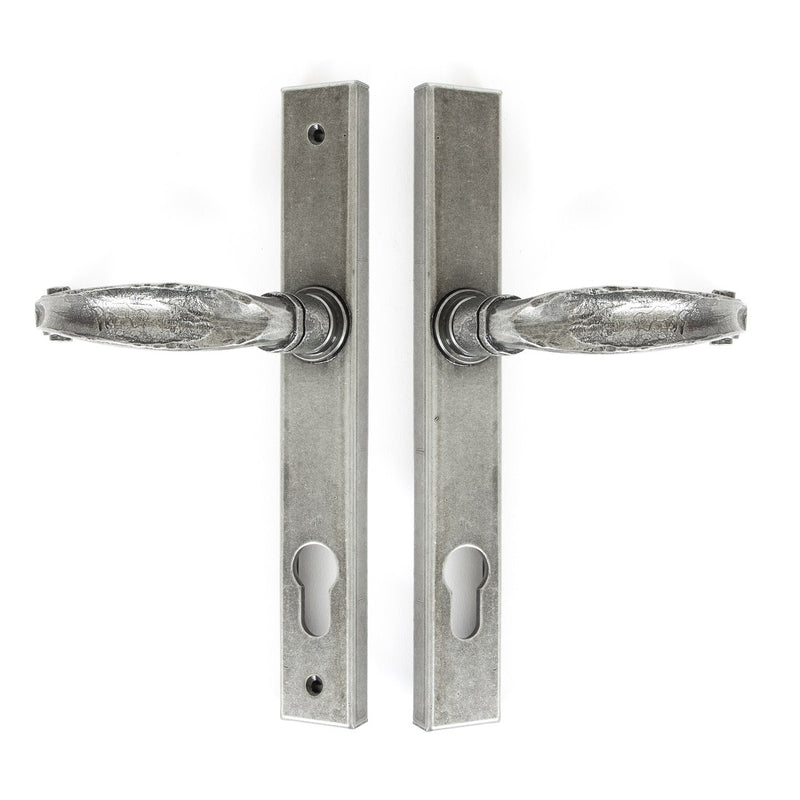 From The Anvil Cottage Slimline Sprung 92pz Euro Handles For Multi-Point Locks - Pewter