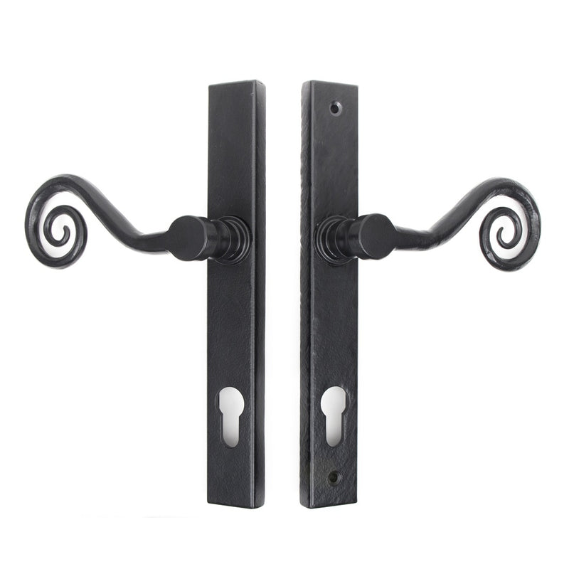 From The Anvil Monkeytail Slimline Left Handed Sprung 92pz Euro Handles For Multi-Point Locks - Black