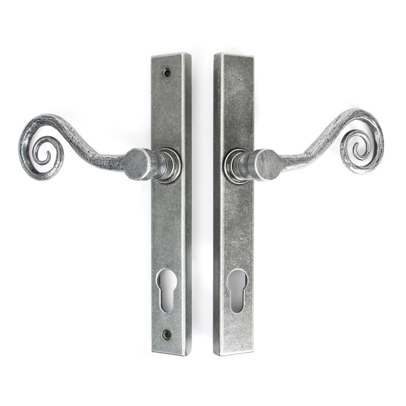 From The Anvil Monkeytail Slimline Right Handed Sprung 92pz Euro Handles For Multi-Point Locks - Pewter