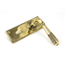 From The Anvil Reeded Lock Handles - Aged Brass