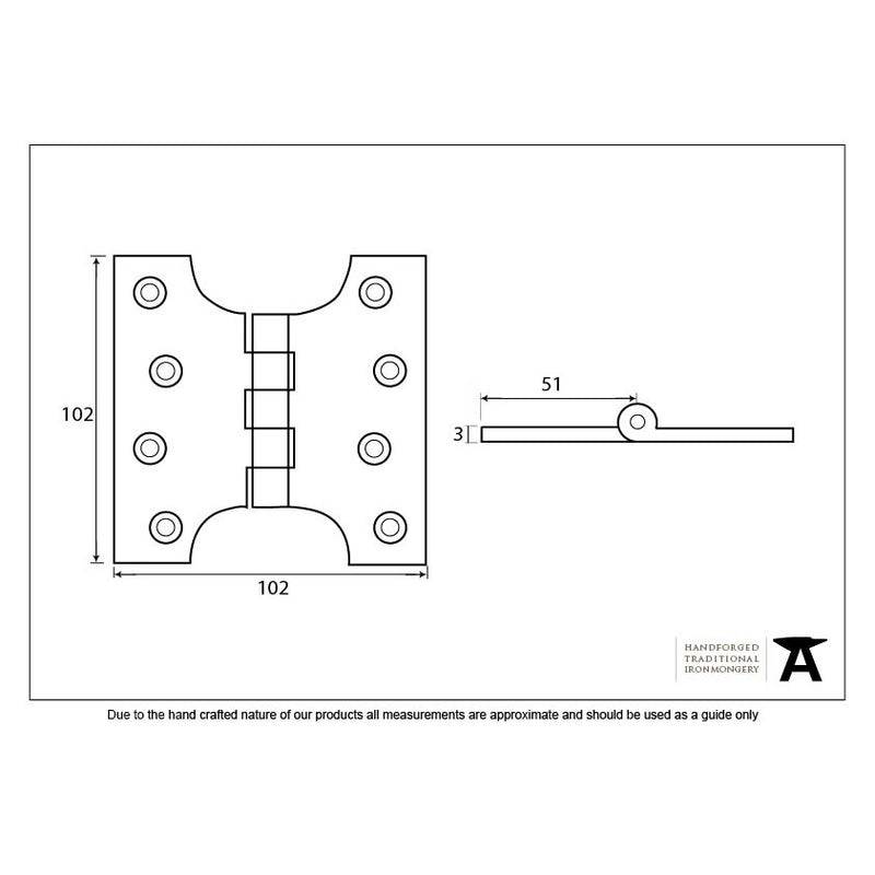 From The Anvil 4" x 2" x 4" Parliament Butt Hinges (pair) - Black