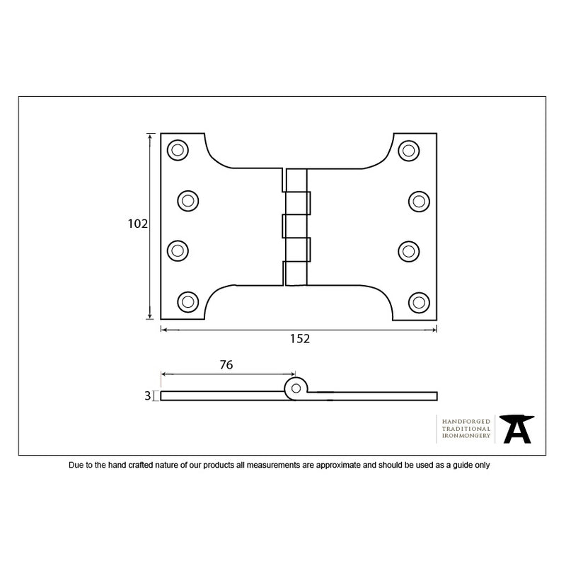 From The Anvil 4" x 4" x 6" Parliament Butt Hinges (pair) - Black