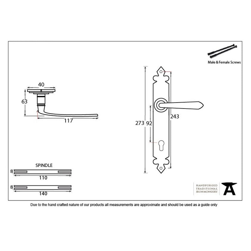 From The Anvil Cromwell 92pz Euro Handles For Multi-Point Locks - Black
