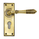 From The Anvil Reeded Euro Handles - Aged Brass