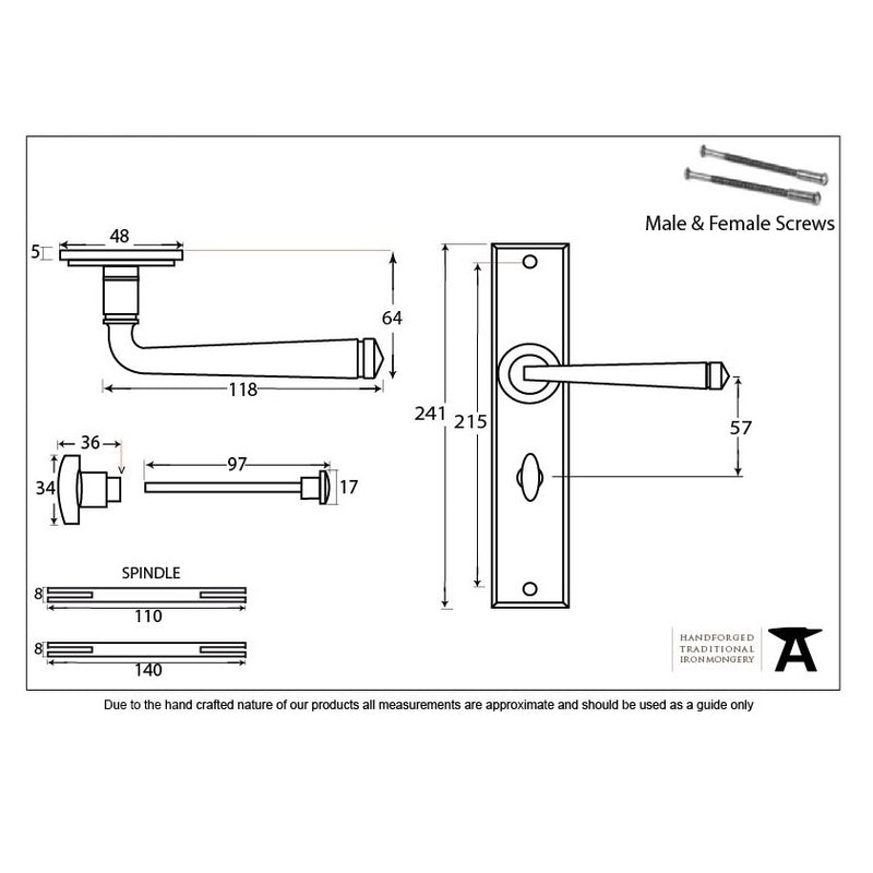 From The Anvil Avon Large Bathroom Handles - Pewter