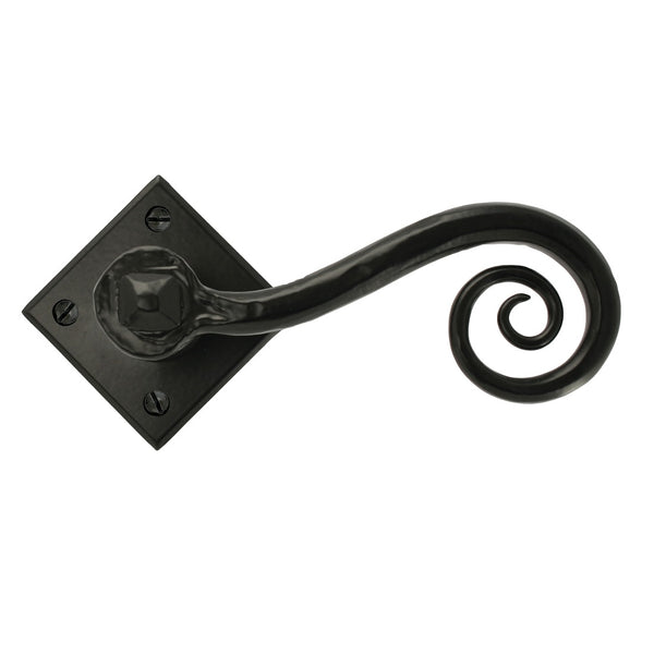 From The Anvil Monkeytail Lever Handles on Unsprung Square Rose - Black
