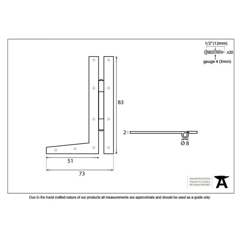 From The Anvil 3.25" 'HL' Hinges (pair) - Beeswax