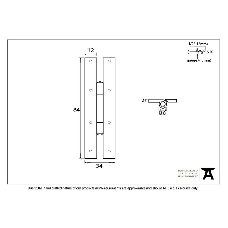 From The Anvil 3.25" 'H' Hinges (pair) - Beeswax