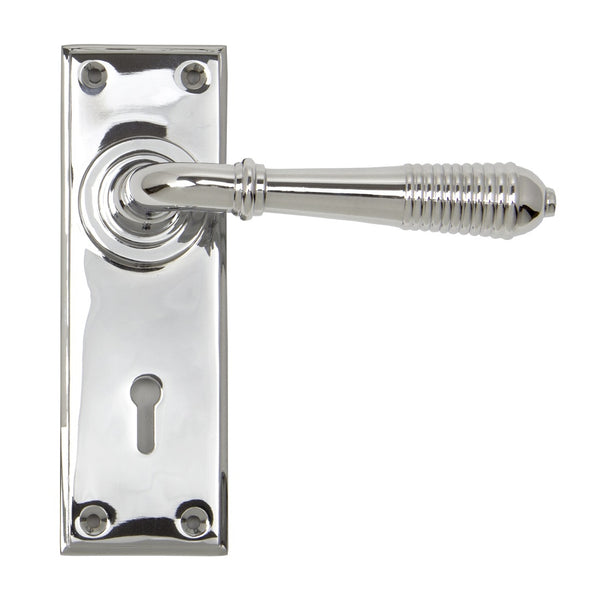 From The Anvil Reeded Lock Handles - Polished Chrome