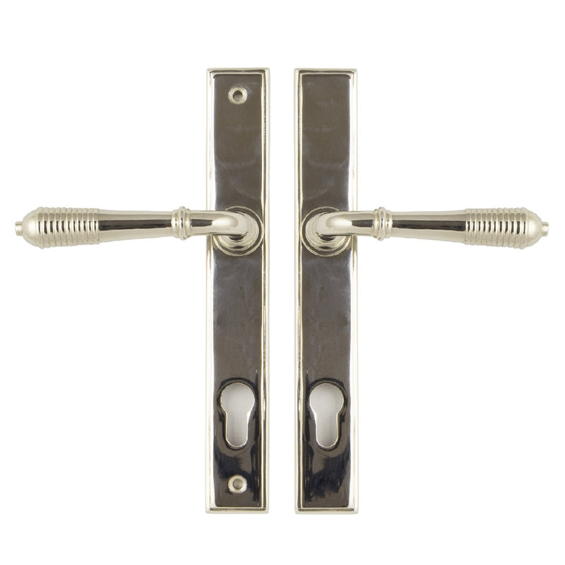 From The Anvil Reeded 92pz Slimline Euro Handles For Multi-Point Locks - Polished Nickel