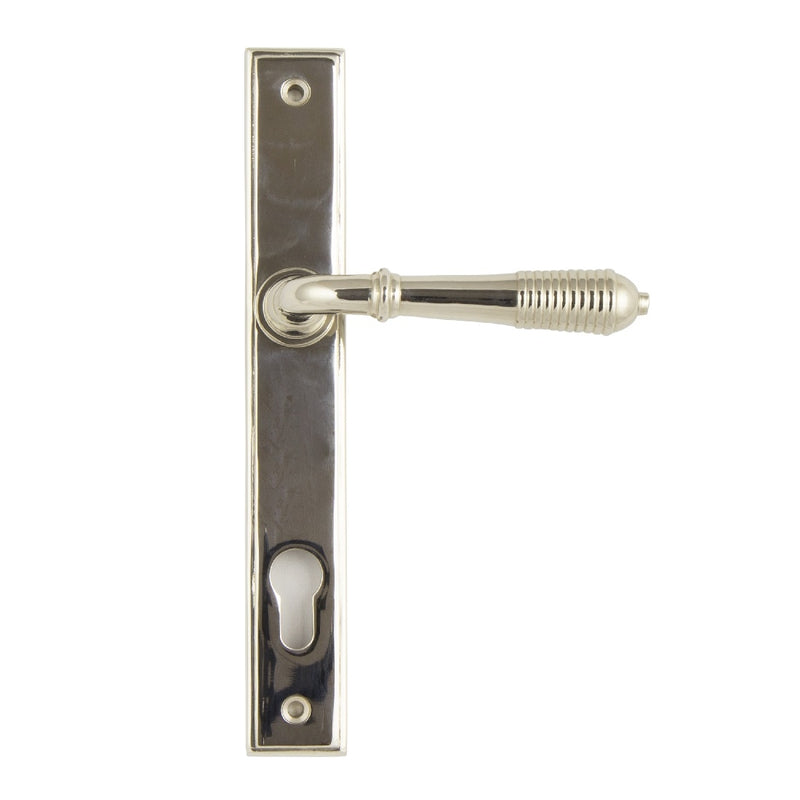 From The Anvil Reeded 92pz Slimline Euro Handles For Multi-Point Locks - Polished Nickel