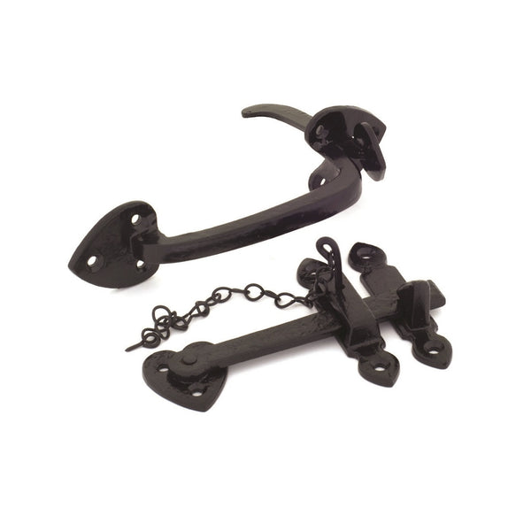 From The Anvil Cast Thumblatch Set with Chain - Black