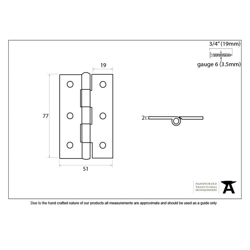 From The Anvil 3" Butt Hinges (pair) - Beeswax