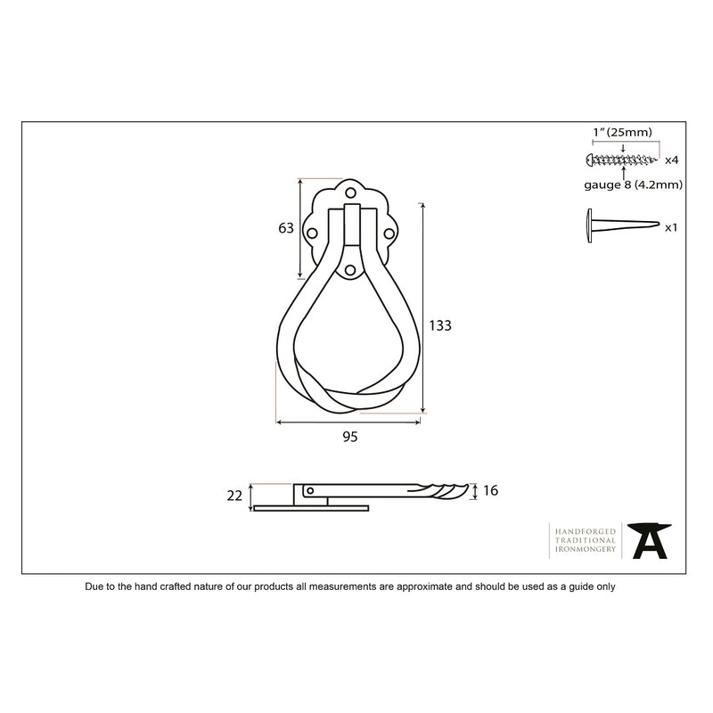 From The Anvil Pear Shaped Door Knocker - Pewter