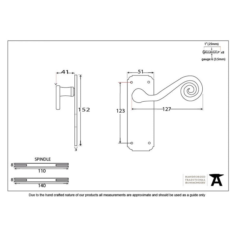 From The Anvil Monkeytail Latch Handles - Pewter