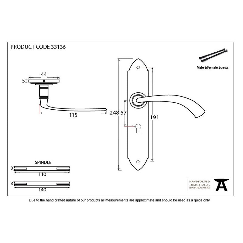 From The Anvil Gothic Curved Lock Handles - Pewter