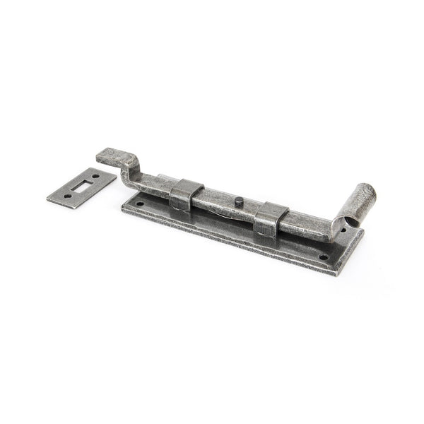 From The Anvil Cranked Fishtail Door Bolt - 6" - Pewter