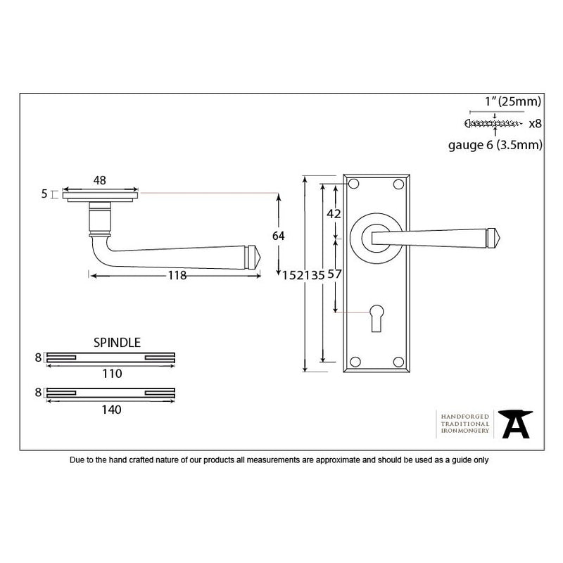 From The Anvil Avon Lock Handles - Pewter