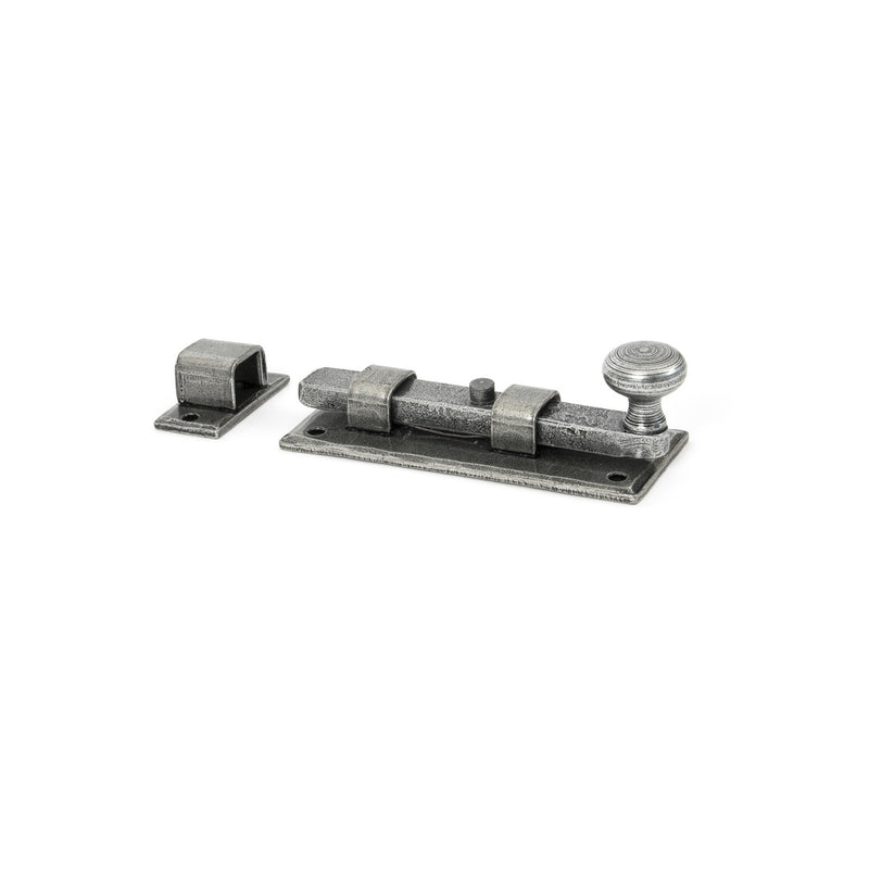 From The Anvil Straight Knob Door Bolt - 4" - Pewter
