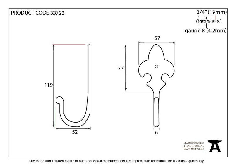 From The Anvil Fleur-de-Lys Hook - Pewter