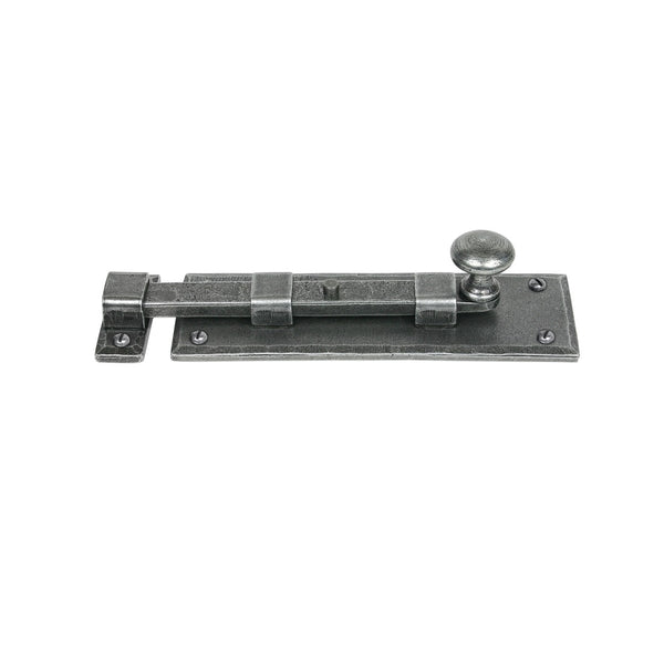 From The Anvil Straight Knob Door Bolt - 6" - Pewter