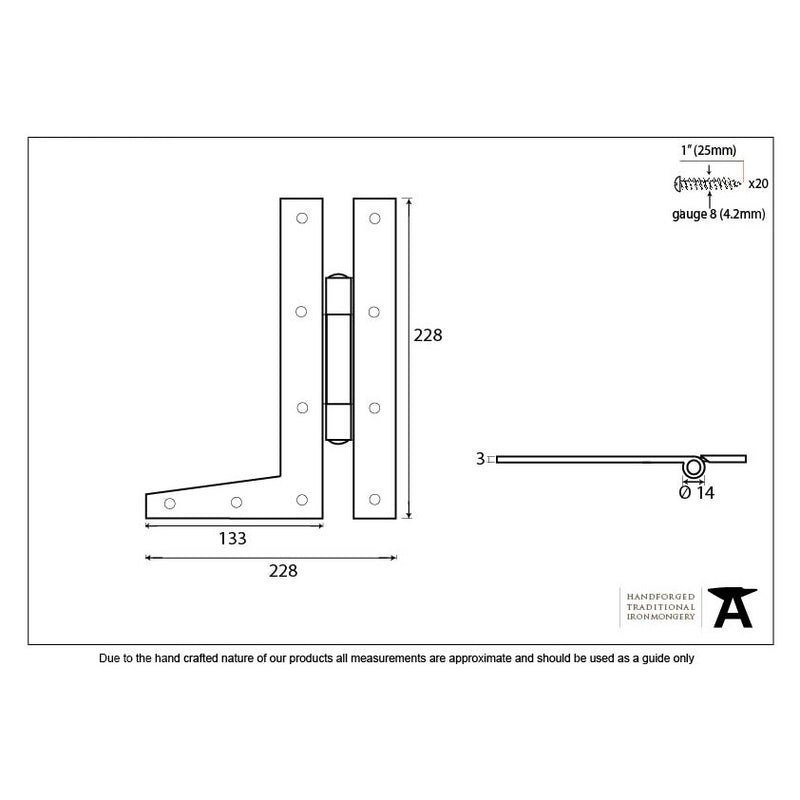 From The Anvil 9" 'HL' Hinges (pair) - Pewter