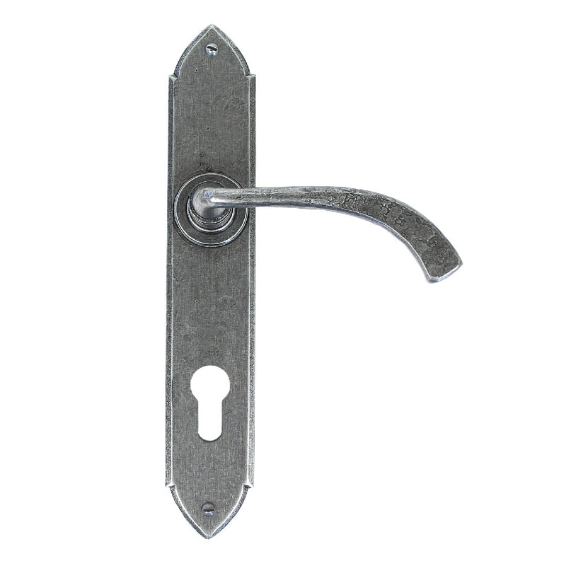 From The Anvil Gothic Curved 92pz Euro Handles For Multi-Point Locks - Pewter