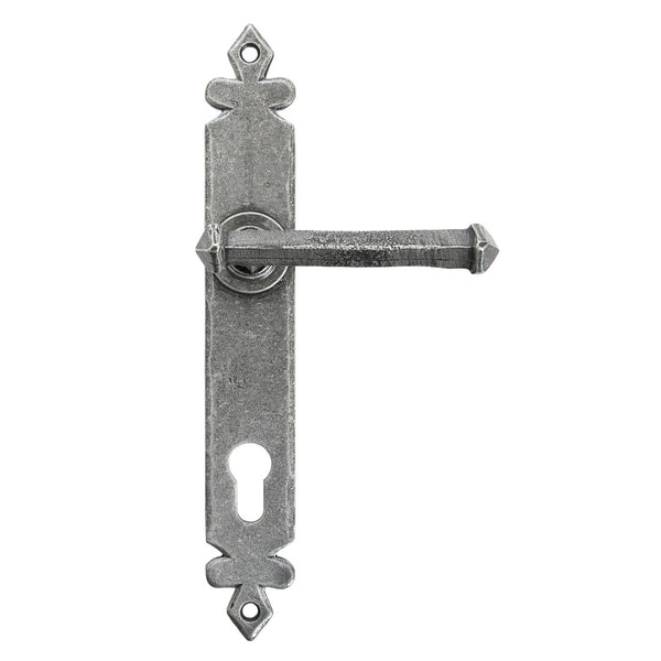 From The Anvil Tudor 92pz Euro Handles For Multi-Point Locks - Pewter