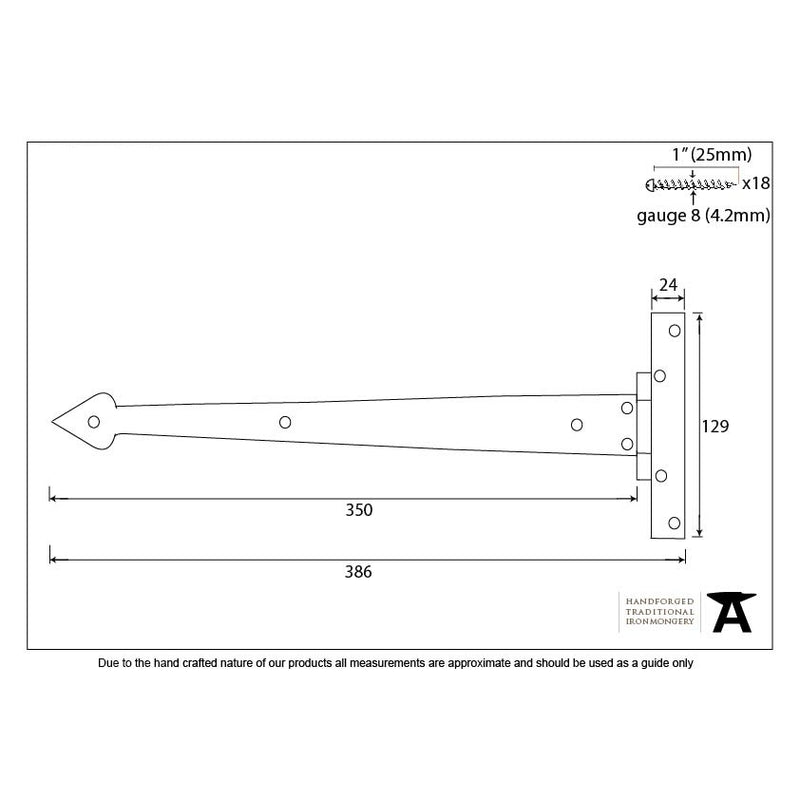 From The Anvil 'T' Shape Hinges (pair) - 15" - Pewter