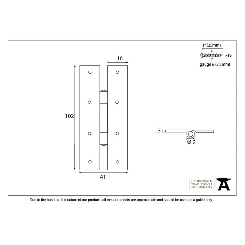 From The Anvil 4" 'H' Hinges (pair) - Beeswax