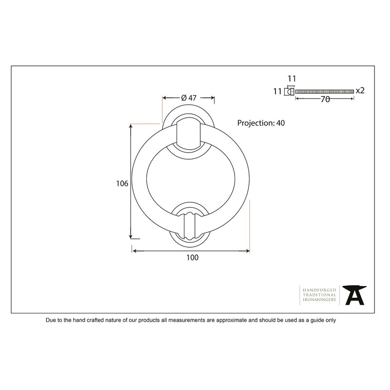 From The Anvil Ring Door Knocker 4" - Black