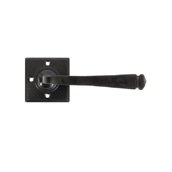 From The Anvil Avon Lever Handles on Unsprung Square Rose - Black