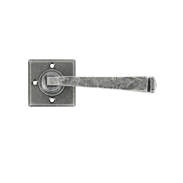 From The Anvil Avon Lever Handles on Unsprung Square Rose - Pewter
