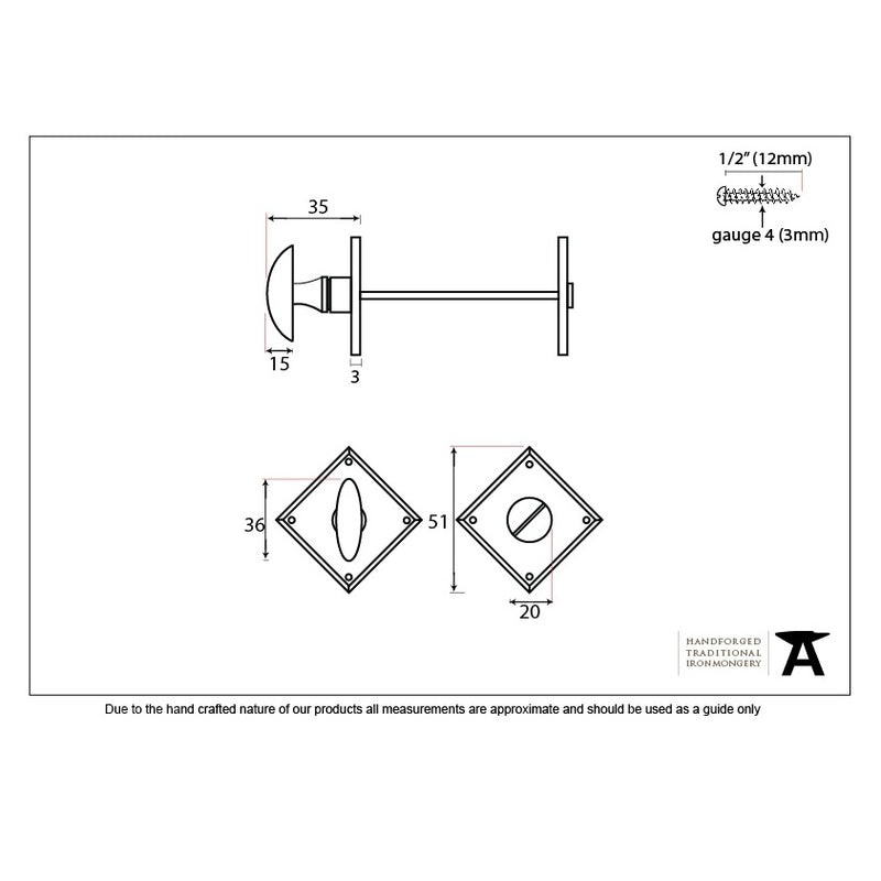 From The Anvil Diamond Bathroom Thumbturn - Black