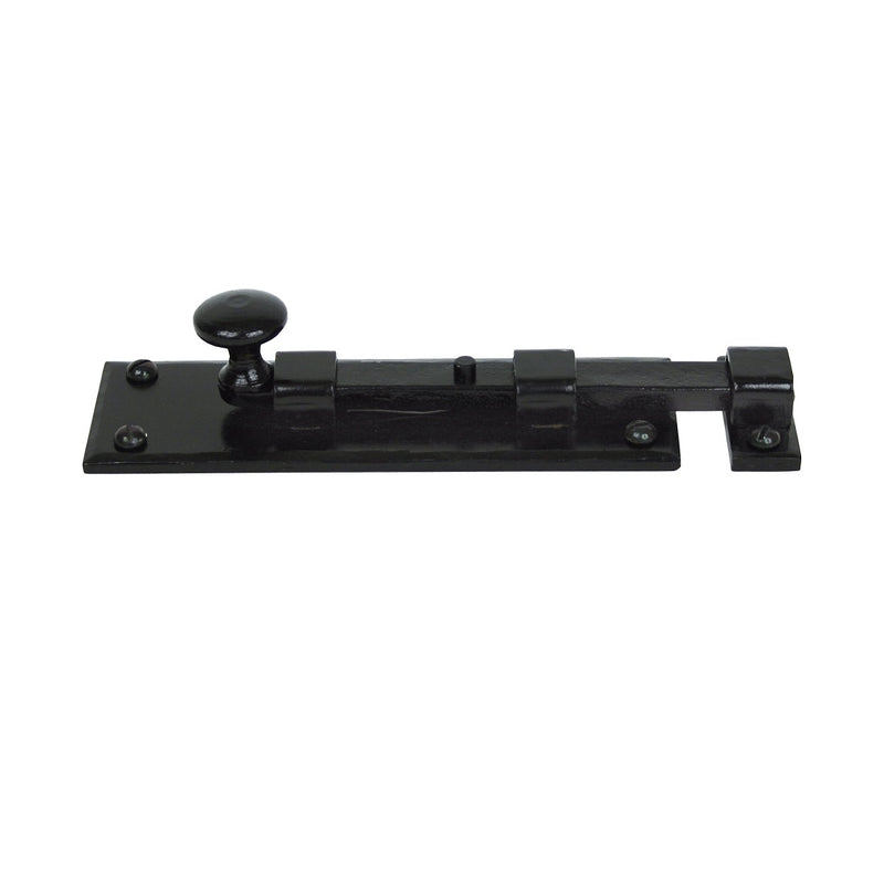 From The Anvil Straight Knob Door Bolt - 6" - Black