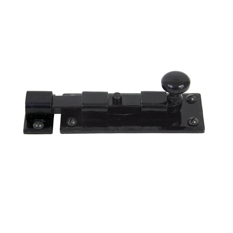 From The Anvil Straight Knob Door Bolt - 4" - Black