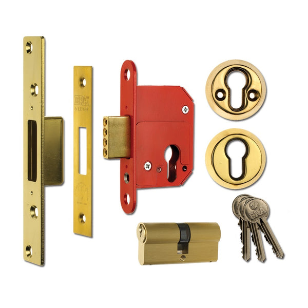 ERA Fortress 363 British Standard BS3621 Euro Deadlock - 76mm (3") Case - 57mm Backset - Brass-0