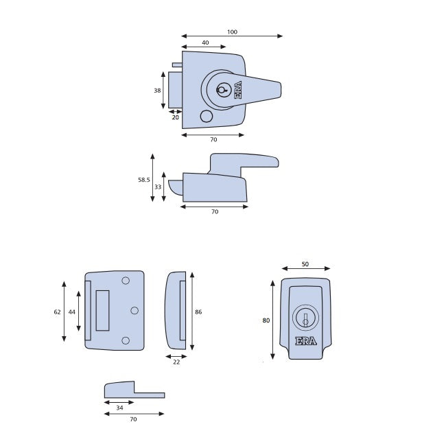 ERA 1830-35-1 Double Locking British Standard BS3621 Nightlatch - 40mm Backset - Satin Chrome